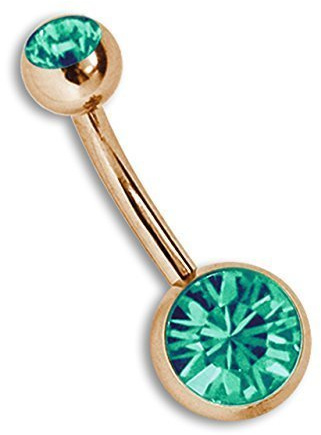 Bauchnabelpiercing Schmuck Banane 316l Stahl Rosegold mit 5/8 mm Steinkugeln
