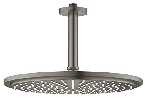 GROHE Rainshower Cosmopolitan 310, Kopfbrause wassersparend 8l pro Minute (Duschkopf mit Deckenauslass, Antikalk-System, DropStop verhindert Nachtropfen, langlebige Oberfläche), anthrazit, 26067AL0