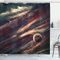 ABAKUHAUS Weltraum Duschvorhang, Nebel-Planet-Wolke, mit 12 Ringe Set Stielvoll Modern, 175x200 cm, Getrocknete Rose Elfenbein