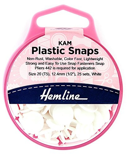 KAM Plastic Snaps: 25 x 12.4mm Sets: White
