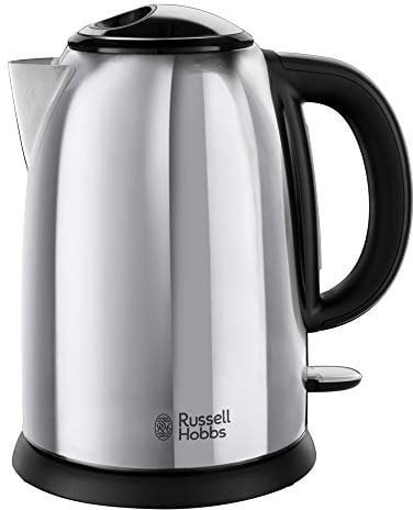 Russell Hobbs Hervidor de Agua Eléctrico Victory - 1,7 litros, 2400 W, Filtro Extraíble, Zona de Ebullición Rápida, Base de 360°, Indicador del Nivel de Agua, Acero Inoxidable, Plata - 23930-70