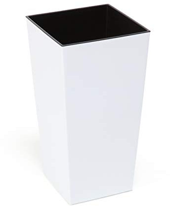 botle Blumentopf Topf aus Kunststoff mit Einsatz Innen, Glanz weiß H 570 mm