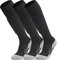 APTESOL Knielang Fußballsocken Kinder Jugend Erwachsene Lang Sportsocken Kissen Atmungsaktiv Soccer Trainingssocke (3-Paar Schwarz-A, EU 40-44)