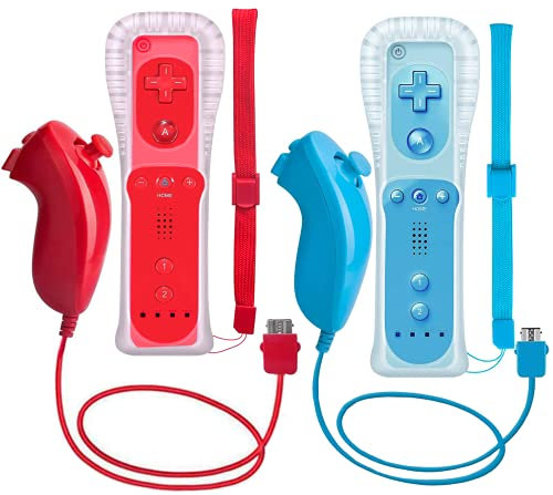 ZeroStory - Mando inalámbrico y Nunchuck con funda protectora de silicona y correa para la muñeca - Nintendo Wii