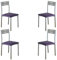 MOMMA HOME Set 4 Sillas - Modelo Xara - Color Plata/Morado - Material Metal/Ecopiel - Medidas 41 x 47 x 86 cm