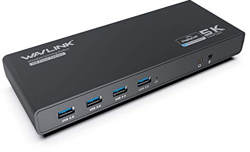 WAVLINK USB C Universal Laptop Dockingstation Dual Monitor mit 65W Ladung, Dual 4K@ 60Hz & Single 5K@60Hz Display für Windows und Mac OS (2 HDMI & 2 DP, 6 USB 3.0, LAN, Audio)