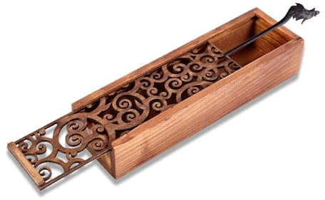 HERCHR Holzschatulle Schatulle Holz Aufbewahrungsbox, Stiftebox mit Schiebe-Deckel Holzbox Holzkiste Bleistiftbox Small Storage Organizer für das Home School Office,19,5 x 5,6 x 4 cm