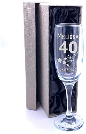 40th Birthday Gift - Personalised Champagne Flute With Gift Box