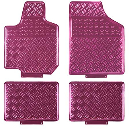 August Auto Universal-Fußmatten aus Aluminium, passend für Limousine, SUVs, LKW und Lieferwagen, Pink, 4 Stück