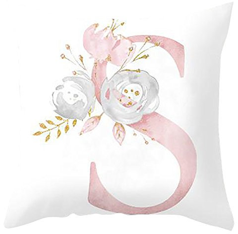 HshDUti Alphabet Kissenbezüge, Samt Zierkissenbezug, ohne Füllung-kissenhülle Dekorative Buchstabe Kissenbezug mit Verstecktem Reißverschluss für Sofa, Couch, Zimmer, DIY Name, 45 x 45 cm S