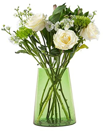 Nicola Spring Jebel en Verre recyclé Grand Vase - Wide Table Centre Piece - 3.5L - Vert