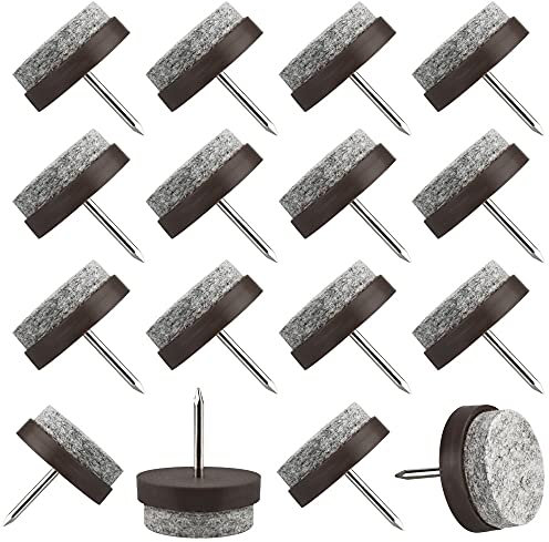 JUNMEIDO 50 PCS Furniture Felt Pads Heavy Duty Furniture Nail Sliders 5MM Thick Felt Gliders Easy Moving Furniture Glides Nail on Felt Pads for Furniture Feet Floor Protection(Dia24mm/0.94,Round)