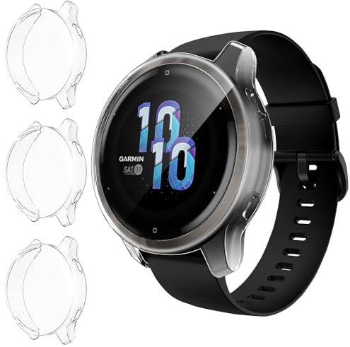 iVoler 3 Pièces Protection écran Coque pour Garmin Venu 2S 40mm / Vivoactive 4S, Couverture Complète Étui de Protection D'écran en TPU Souple Ultra Clair Antichoc Anti-Rayures Protecteur Bumper Housse