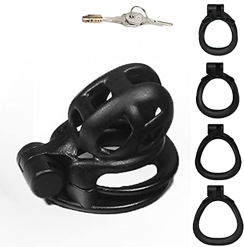 SeLgurFos CB-V3.0 ceinture de chasteté à cage à pénis 3D respirante avec 4 tailles d'anneau de chasteté cage à pénis SM bondage sex toy masculin (micro)