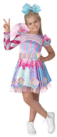 Jojo Siwa Süßigkeiten-Emoji-Kostüm, Neon-Stil, Halloween, Größe S