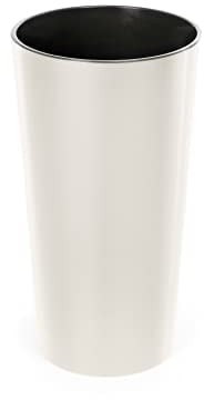 Happy Flower | Blumentopf | Pflanzkübel | Glatte Oberfläche | aus Kunststoff | inkl. Einsatz | (ø 14 cm/Höhe 26 cm, Creme)