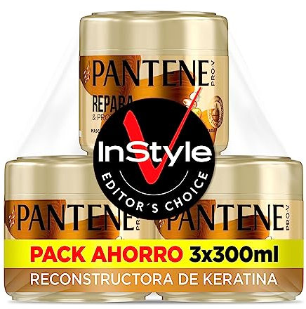 Pantene Repara Y Protege - Mascarilla Pelo Seco Y Dañado - Con Keratina Para Alisar El Cabello - x3 300ml