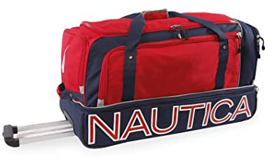 Nautica Lander Reisetasche, 76,2 cm, Rot/Marineblau, Submariner Reisetasche mit Rollen, 76,2 cm