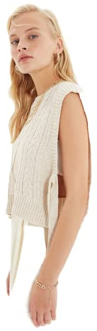 TRENDYOL Damen Crew Neck Plain Regular Sweater Vest Sweater (1er Pack)