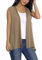 Femmes sans Manches Cardigan Solide Gilet Leger Veste(L, Chameau)