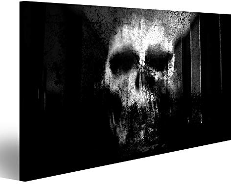 Bild auf Leinwand Horror Totenkopf Schwarz und Weiß Horror Hintergrund für Halloween Konzept und Filmposter Projekt Bilder Drucke Kunst Poster Wandbild