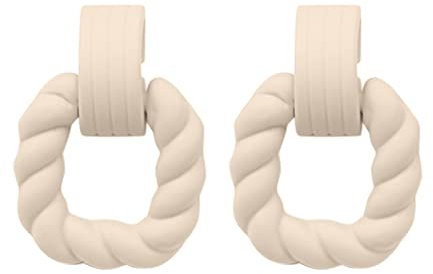 Rechteckige Ohrringe für Frauen Quadratische Acrylohrringe Geometrische Statement-Ohrringe Titanohrringe Für Männer (Beige, One Size)