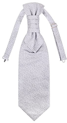 WANYING Herren Plastron Krawatte Vorgebunden mit Hakenverschluß Verstellbar Hochzeitskrawatte auf Hochzeiten Accessoires für den Bräutigam - Hellgrau mit Punkten