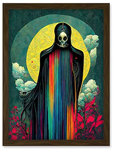 Doppelganger33 LTD Death Tarot Card Skull Full Moon Illustration Artwork Framed Wall Art Print A4