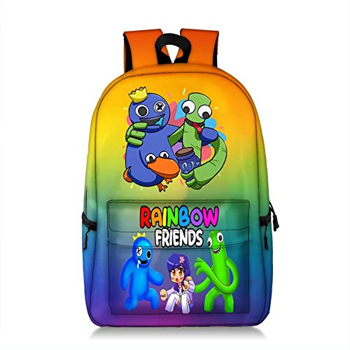 Xinchangda Rainbow Friends Rucksack mit Anime-Cartoon-Spiel, 3D-Druck, Schulrucksack, Schüler, leichter Laptop-Rucksack für Jungen und Mädchen, Cyan, Typ 5, 28 * 15 * 47cm