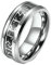 Ayoiow Wolfram Ring Verlobung, Trauringe Silber Bands Ring mit Karbonfaser-Runen Und Abgeschrägten Kanten Größe 60 (19.1)