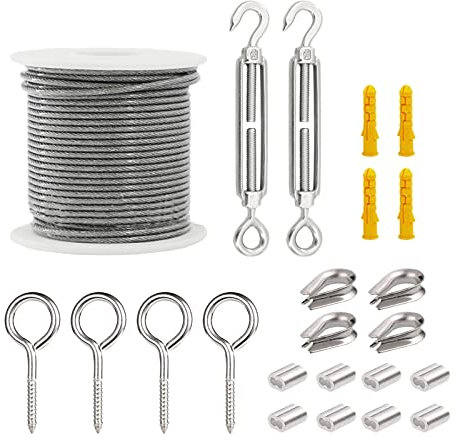 Cable Wire Rope Hooks Kit, PVC Coated Fence Hooks for, Stainless Steel Wire Pergola Kit for Wire