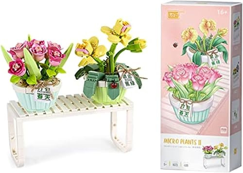 Flower Bouquet Building blocks, 409 Pieces Bonsai Building Blocks Mini Bricks Flower Bouquet Building Kit Sets, Artificial Flowers Building Blocks for Adults Gift Not Compatible with Lego