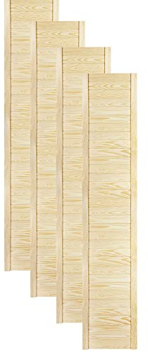 DecoMeister Lamellentüren Holz 4er Pack 394x1995 mm | Holztür aus massiver Kiefer mit fühlbarer Struktur | Möbelfronten für individuelle Renovierung | Lamellentür für Schrank oder Garderobe | Natur