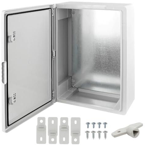 Ralertreik Armario de Distribución para Pared con Placa de Montaje Galvanizada, Caja Industrial de Control Vacía de Plástico ABS con Puerta Protección IP65, tamaño 300x400x170