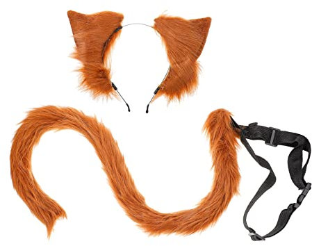 Beavorty Katzenschwanz-accessoire-set Mit Halloween-haarreif Und Katzenohren Plüsch-kosmetik-zubehör Für Kostümpartys Und Cosplay-rollenspiele