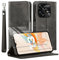 for Umidigi A15T/Umidigi A15 Case and 2 Tempered Glass Screen Protector, Leather Wallet Phone Case with Card Slots Magnetic Closure Kickstand Shockproof Protective Cover for Umidigi A15C- Black
