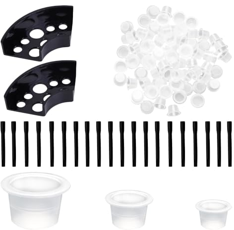 300 Stück Tattoo Tintenbecher, Tinte Pigment Cups, Ink Cups Tattoo Zubehör, mit 2 Cups Halterungen, 100 Große, 100 Mittelgroße, 100 Kleine, für Tattoo Zubehör Pigment