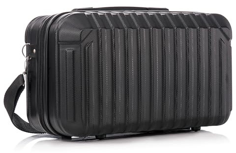 R.Leone Bagaglio a Mano 40x20x25 Ryanair Beauty Case in ABS (2208 40X20X25cm, Nero)