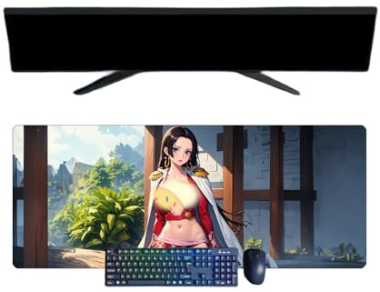 One Piece Boa Hancock XXL-Mauspad, multifunktional, Gaming Anime, 800 x 300 mm, Mauspad, Gaming-Tastatur, wasserdicht und 3 mm, rutschfeste Gummibasis, strukturierte Oberfläche