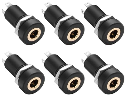 PNGKNYOCN 6 pièces 3,5 mm connecteur Jack de Montage sur Panneau de soudage, 3,5 mm 4 pôles stéréo Audio Vidéo Panneau de Montage Jack connecteur de soudage avec écrou