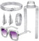 Vibhgtf Disco-Accessoires Damen, Disco-Halskette | Discokugel Ohrringe Halskette Armbänder | Stirnband, Paillettenschal, Armband und Sonnenbrille für Disco-, Klassenkameraden, Kollegen