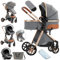 NADDLILY Kinderwagen 3 in 1, Buggy mit Umkehrbarem Zwei-Wege-Schub, Kombikinderwagen mit Faltbarem Tragbarem One-Click-Design, Kinderwagen 3 in 1 Komplettset mit Zubehör (V9 Grey)