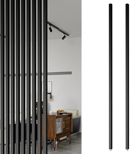 Raumteiler Sichtschutz Trennwand Stellwand Boden-Decke Raumteiler Hölzerne Lamellen, Paravent Trennwand Post, Schwarz Modern Eingang Raumtrenner Für Haus Restaurant Büro(Color:2pcs,Size:120cm/3.9ft Hi