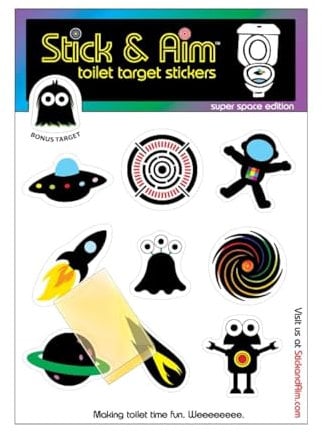 Colour Change Target Stickers with Applicator Tool for Potty & Toilet Training. Aiming Stickers. Change Colour on Target Hit