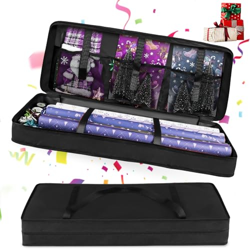 Borsa portaoggetti per carta regalo, 82 x 34 x 13 cm, impermeabile 600D Oxford, organizer con scomparti per rotoli e nastri