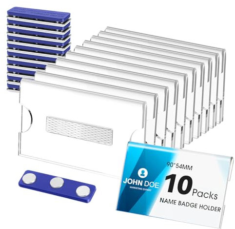 Namensschilder Magnet 90x54mm - 10 Stück Kleidung, 3-Punkte Selbstklebe-Magnethalterung