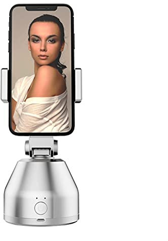 SCRUBY 360 Rotation Face Tracking Selfie Stick Tripod Object Tracking Holder Camera Gimbal With Ring Light For Photo Vlog Live Video Re(White)