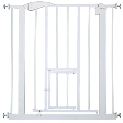 Baby Safety Gate Pet Dog Barrier Stair with Cat Flap Slate Guard Door,Easy Installation 75x82cm,Zanbeel