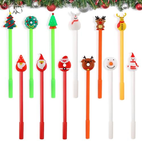 Dwafill Weihnachtsstifte, 12 Stück Kugelschreiber Weihnachten, Stift Weihnachten Tagebücher, Notizen, Bürobedarf, Schreibwaren, Gelschreiber Weihnachten, Weihnachtsgeschenke (Mehrfarbig)