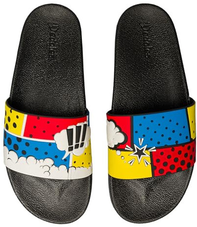 Dedoles Ciabatte Donna Uomo & Bambini Sandali per Spiaggia e Piscina con tanti Design Patatine Fiori Volpe Lama Nuvole Ketchup Regalo, Colore: Fumetti colorati, Misurare: 37 EU